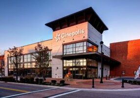 Cinepolis-Front, at angle, morning sunlight on 1:2 of building-HR